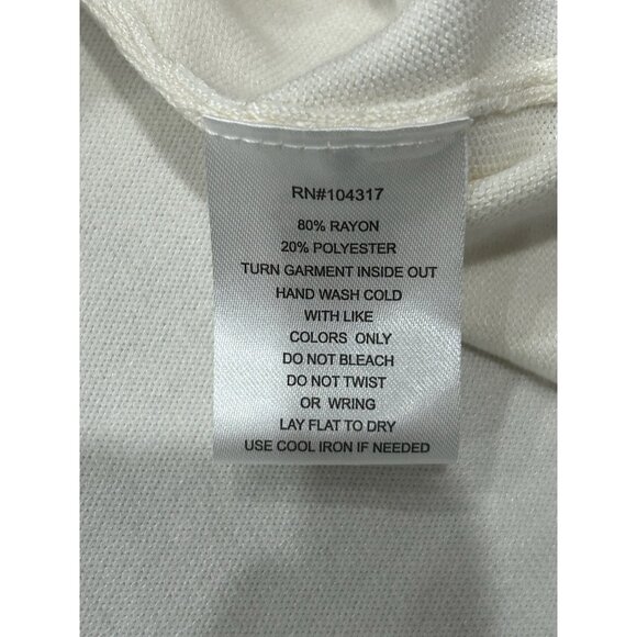 Allison Brittney White Short Sleeve Knit Dress Rhinestone Pearl Embellished Neck - Picture 6 of 8